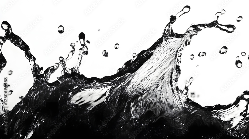 Aufkleber powerful water splash captured in a dynamic black and white abstract composition featuring an explos