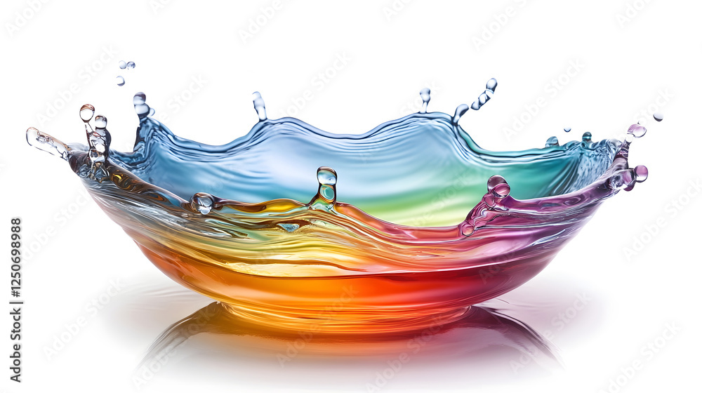 Leinwandbilder vibrant liquid splash with dynamic abstract patterns swirling curves and vivid rainbow of colors flu