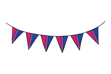 Fototapeta premium Colorful garland Bisexual pride flag Happy pride day LGBTQ community Pride Month Vector hand drawn doodle for posters, stickers, logo, cards