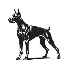 Doberman Pinscher silhouette with a simple yet bold aesthetic - Doberman Pinscher illustration - minimal Doberman Pinscher vector - dog silhouette
