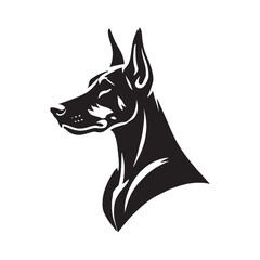 Clean-cut Doberman Pinscher silhouette showcasing its loyal form - Doberman Pinscher illustration - minimal Doberman Pinscher vector - dog silhouette
