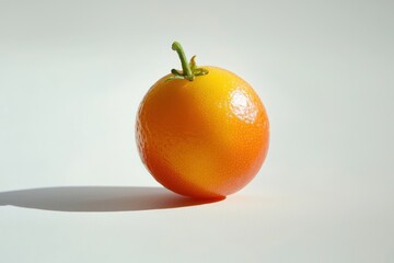 A bright golden kumquat with a soft orange finish against the white background, isolated perfectly,