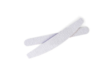 Gray nail file with different abrasive isolated on white background.