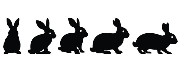 Rabbit shadow. Animal silhouettes on white background. Zodiac animal for design, card, sticker, calendar, website, Application. Vector illustration.