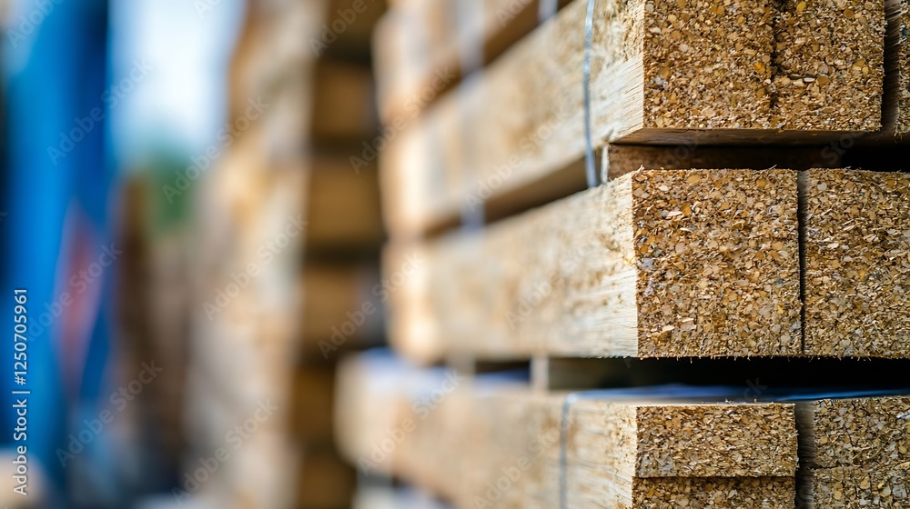 Poster Stack of Wooden Planks Stacked Neatly for Construction and Carpentry Projects : Generative AI