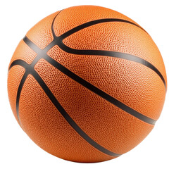 Fototapeta premium A textured orange basketball with black lines, showcasing its distinctive surface and spherical shape.