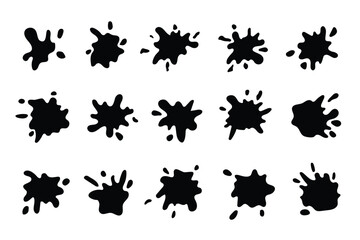 Collection of hand drawn black paint splashes. Isolated on white background. Element for your designs, projects, promotional sales and other your projects