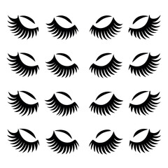 Eye-catching graphic design of stylized eyelashes and eyebrows.