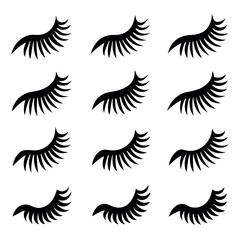 Eye-catching graphic design of stylized eyelashes and eyebrows.