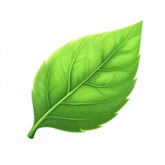 Fototapeta premium A simple green leaf icon, featuring a soft, petal-like texture, isolated on white