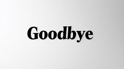 Fototapeta premium A clean, modern Goodbye text in black on a pure white background with a faint shadow effect.