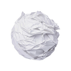 Fototapeta premium Crumpled white paper ball with detailed texture and random folds, emphasizing wrinkles and creases in a spherical shape. Isolated on transparent background, png.