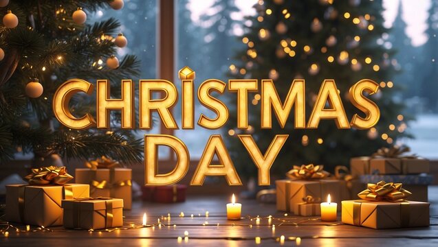 Celebration of Christmas Day featuring beautifully decorated trees and glowing candles during a cozy winter evening