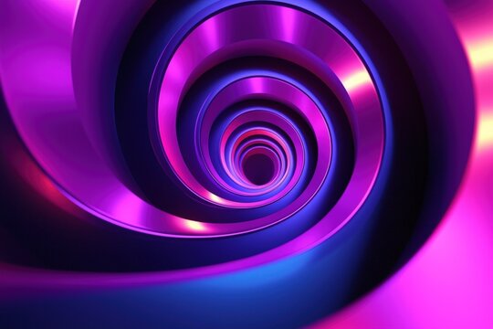 Abstract spiral in bold neon tones, against white background