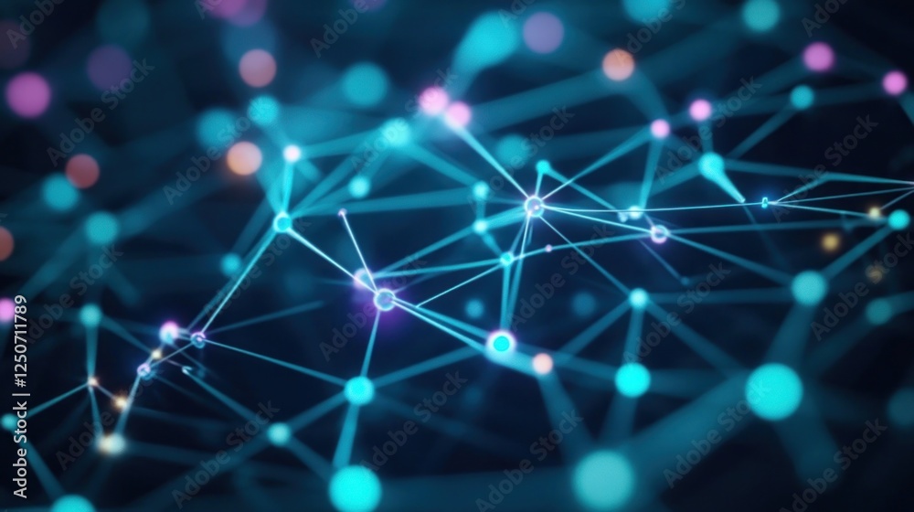 Poster abstract neural network connection background with glowing nodes and lines