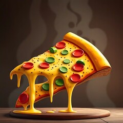 Melted Cheese Pizza Slice Delicious Food