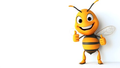 Happy Cartoon Bee Giving Two Thumbs Up