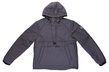 Stylish hooded jacket providing warmth and comfort isolated on white background.