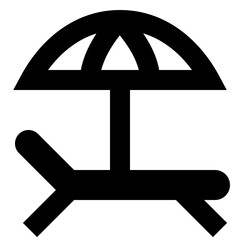 Sunbed with Sunshade - Minimalist Summer Beach Icon
