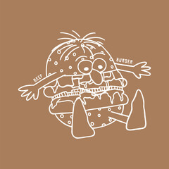 hand drawn burger cartoon character illustration