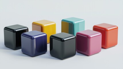 Colorful geometric cubes arranged artistically on a clean surface, showcasing vibrant hues