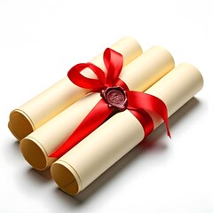 Rolled Legal Documents with Seal on White Background &ndash; Official Paperwork