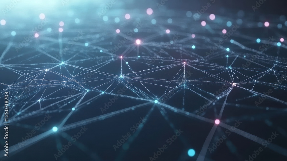 Poster abstract network connection background with glowing nodes and lines