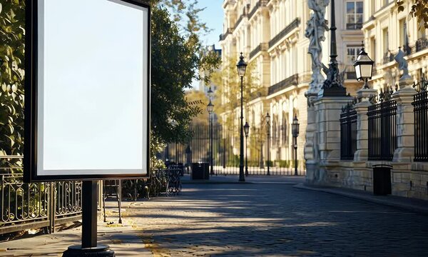 Blank billboard Parisian street mockup