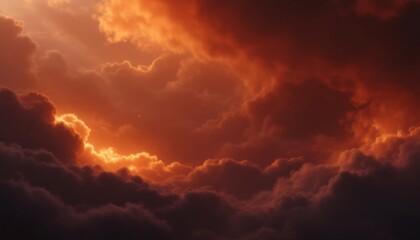 Fototapeta premium Dramatic Clouds at Sunset with Golden Light Shining Through the Sky
