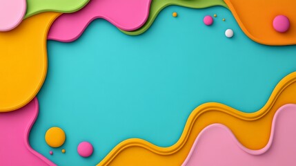 Abstract Color Play: A vibrant, abstract design featuring dynamic curves, flowing shapes, and an inviting negative space in the center.