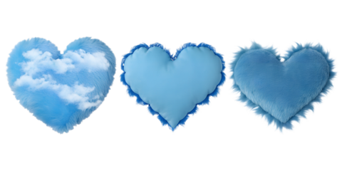 Fluffy Heart-Shaped Blue Cloud, Dreamy Sky Scene, Soft and Light Aesthetic, PNG Transparent