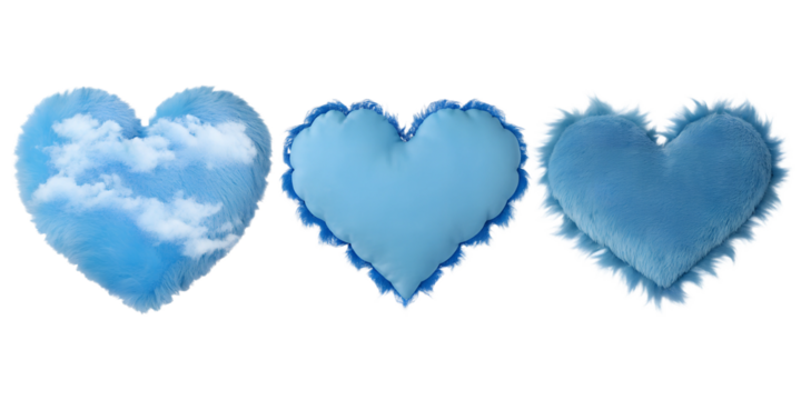 Fluffy Heart-Shaped Blue Cloud, Dreamy Sky Scene, Soft and Light Aesthetic, PNG Transparent