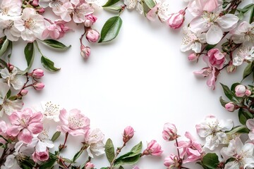 Obraz premium Elegant floral border in soft pastels, against white background