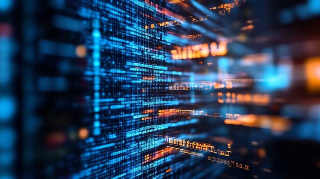 Vibrant Digital Data Flow Representing Advanced Technology and Big Data Analytics : Generative AI