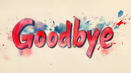 The word Goodbye appearing as if painted with watercolor strokes on a light beige background.