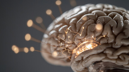 Close-up of Brain Scan with Highlighted Areas of Activity