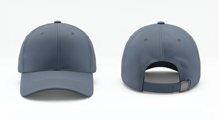 Gray Baseball Cap Mockup  Front and Back Views