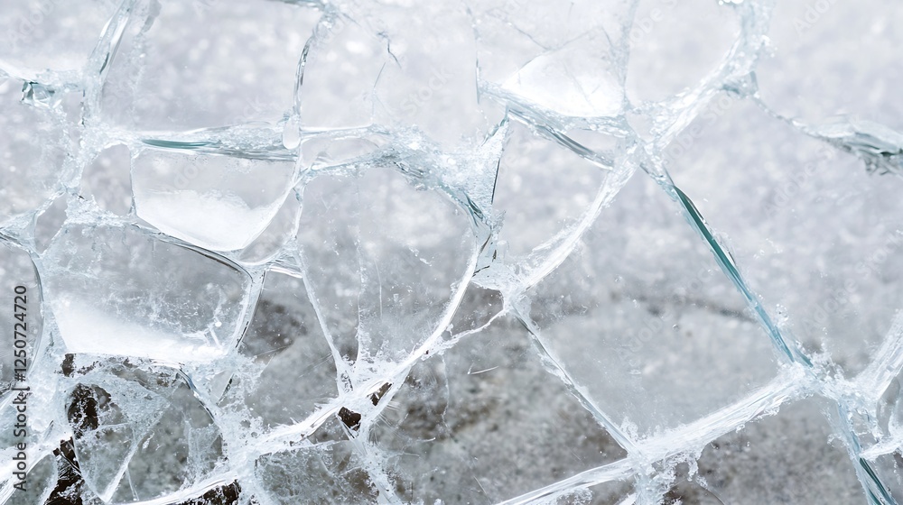 Poster close up detail of cracked ice showcasing stunning natural patterns and textures in winter atmospher