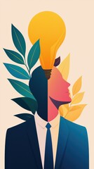 Innovative thinking portrait abstract art conceptual design creative environment side view inspiration and ideas