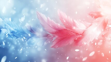 Dreamy Feather Abstract with Pastel Colors and Sparkling Particles