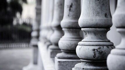 Elegant marble columns captured in monochrome detail enhancing architectural beauty and historical charm : Generative AI
