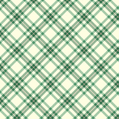 Plaid with twill weave repeat pattern.Checkered tartan gingham seamless pattern in green and beige.Geometric graphic vector illustration background design for fabric and prints.
