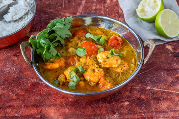 Keralan style prawn, tomato and coconut curry with rice