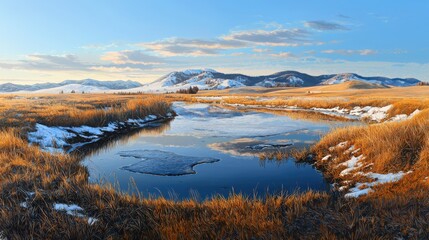 Tranquil winter dawn landscapes serene riverbank nature photography soft light peaceful environment stillness and reflection