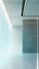 Fototapeta premium Modern Architectural Design: Empty Office Corridor with Minimalist Interior