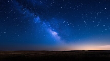 Starlit Night Sky with Dazzling Milky Way Over Open Fields : Generative AI