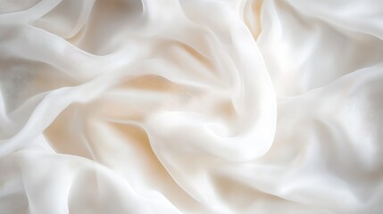 Fototapeta premium Delicate white silk fabric gently flowing with soft light creating an elegant and serene background : Generative AI
