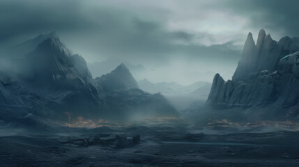 Dark Fantasy Mountain Landscape - Dark fantasy