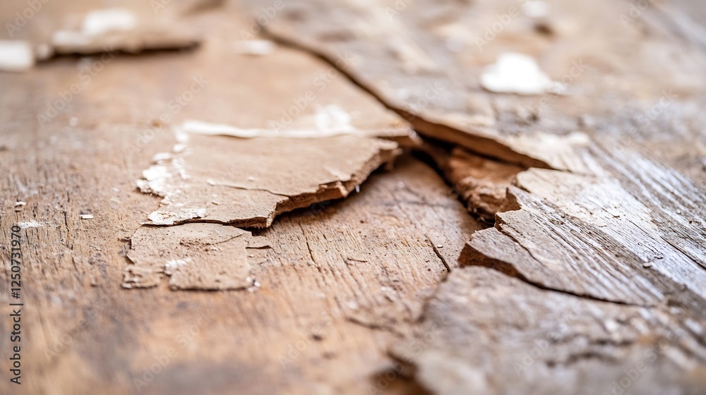 Poster Aged wooden surface with visible peeling layers provides a rustic texture perfect for background and design use : Generative AI