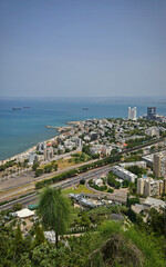 Haifa, Bat Galim district. Residential buildings illuminated by the evening sun.